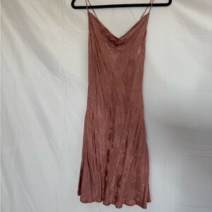 Windsor Dusty Pink Cowl Neck Floral Super Soft Scoop Back Slip Dress